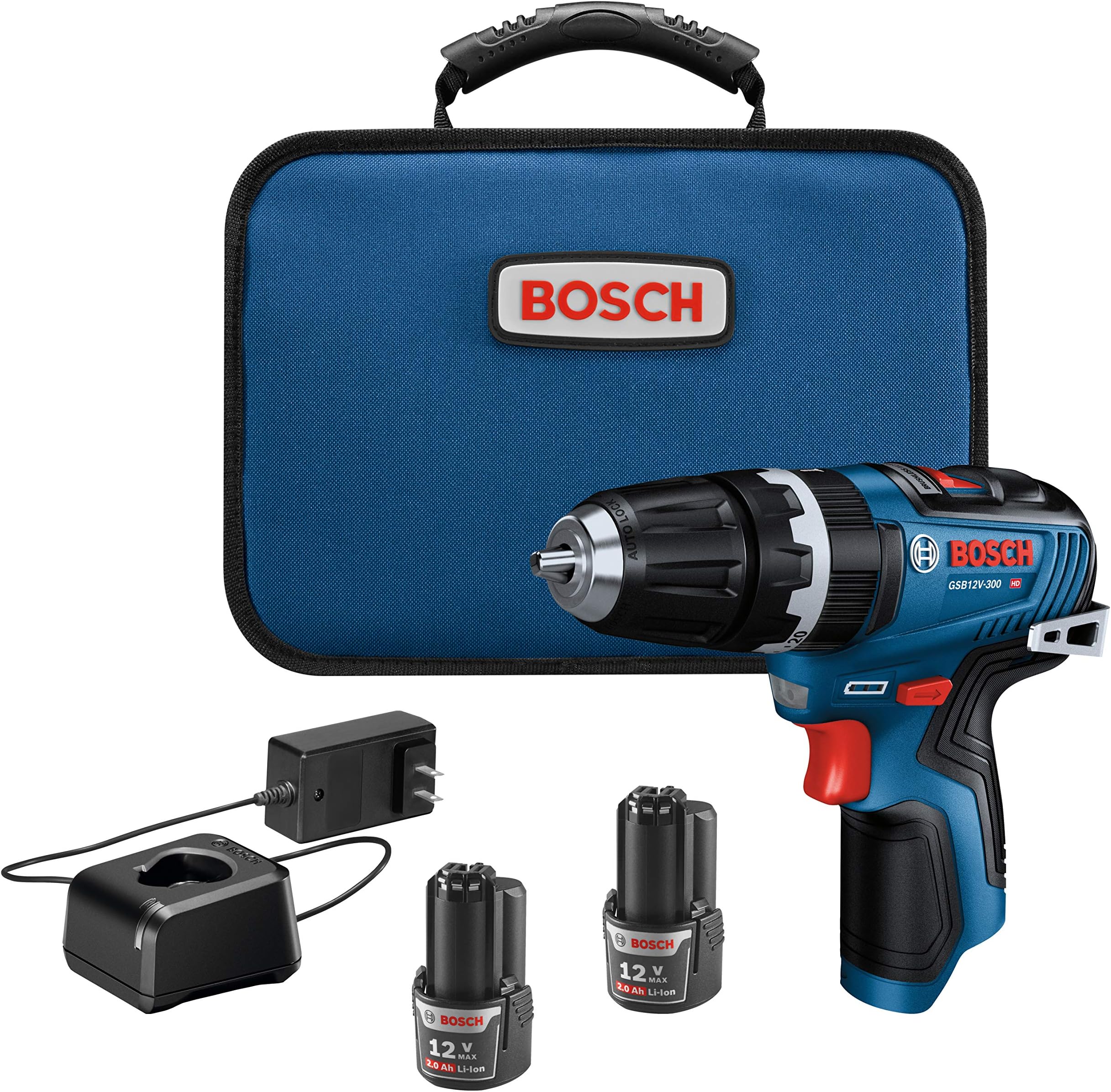 Bosch GSB12V-300B22 12V Max Brushless 3/8 In. Hammer Drill/Driver Kit with (2) 2.0 Ah Batteries