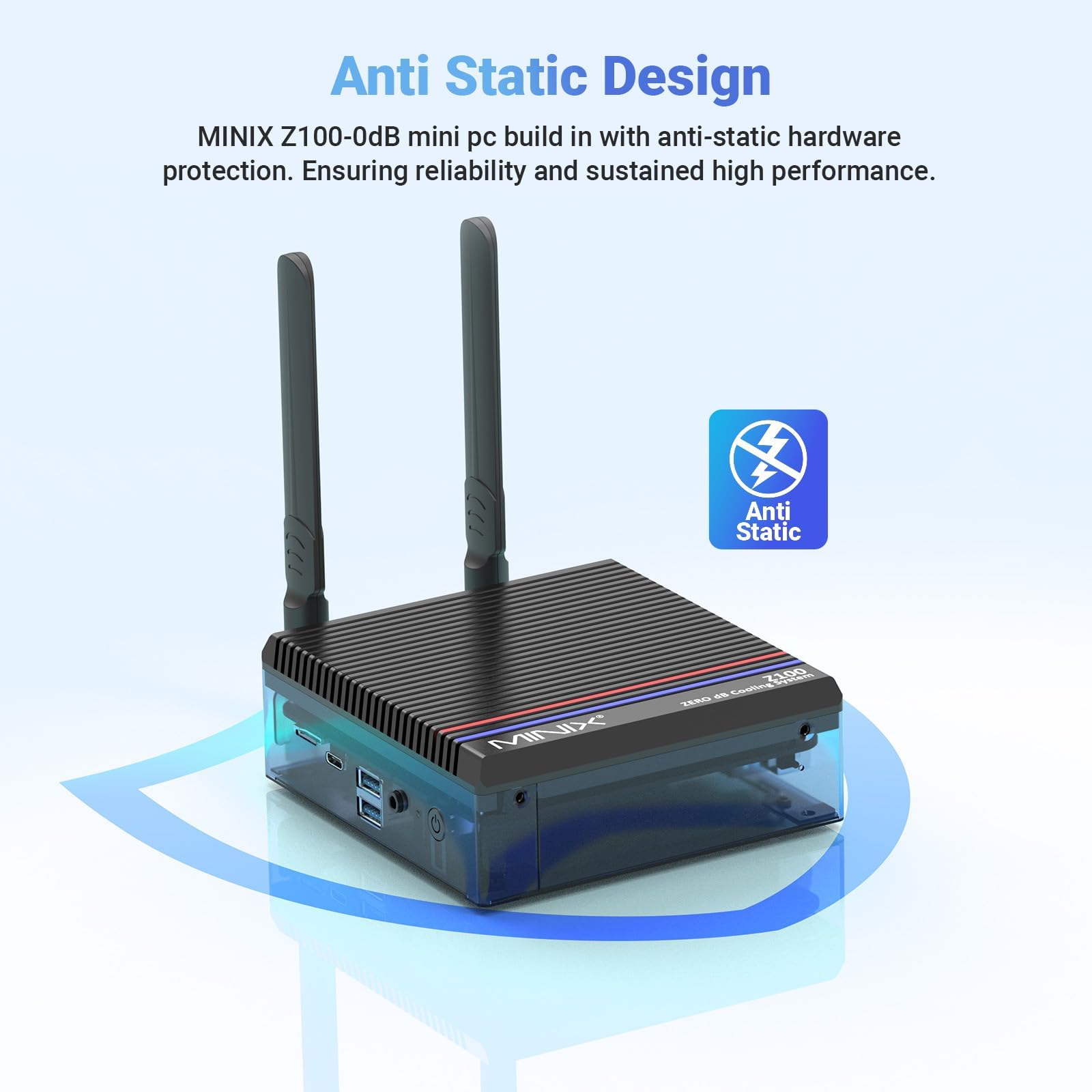 MINIX Z100-0dB Fanless Mini PC, Intel 12th Gen N100, 16GB DDR4/512GB PCIe 3.0 X4 SSD/4K Dual Display/2.5G LAN/Windows 11 Pro/Auto Power On/for Home/Office/Industrial and Commercial., Black