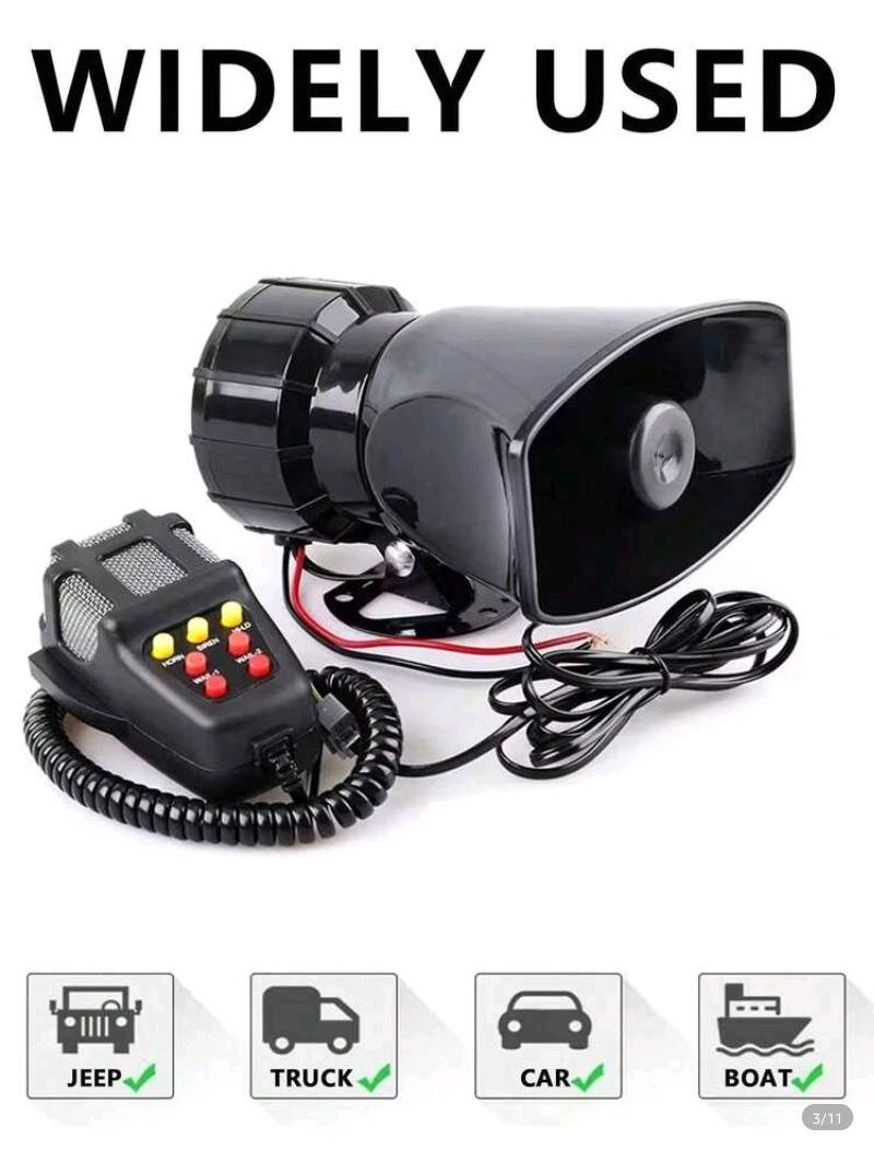12V Car Air Horn 5-Tone Siren with PA Mic System