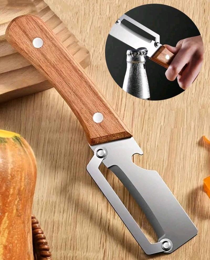 Multifunctional Wooden Handle Cleaver with Bottle Opener