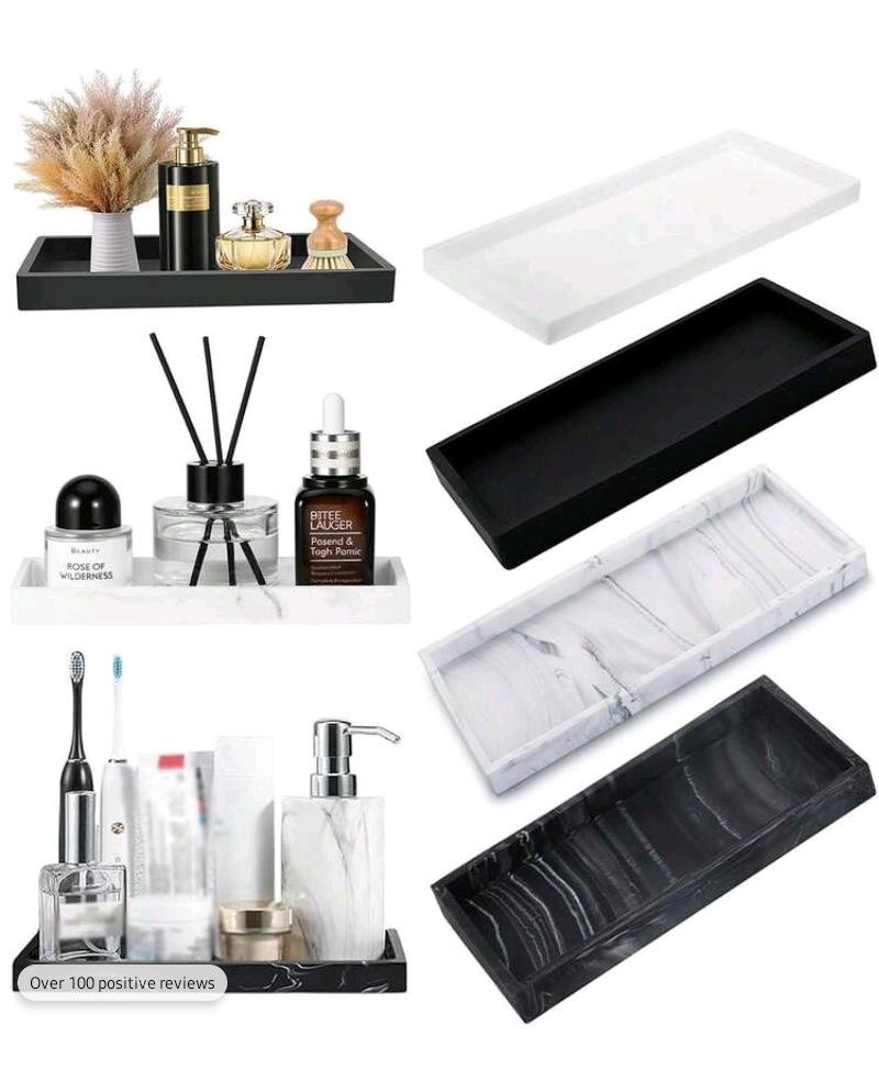 Resin Bathroom Vanity Tray - Marble Pattern