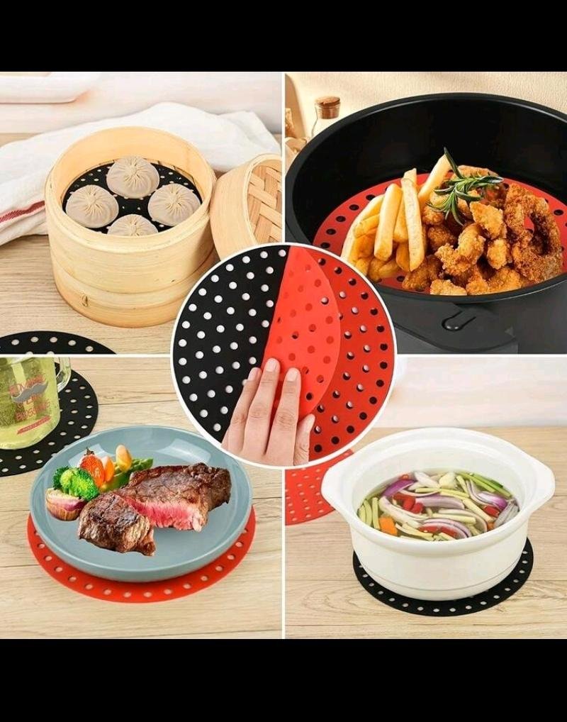 Reusable Air Fryer Steamer Silicone Mat - Perforated