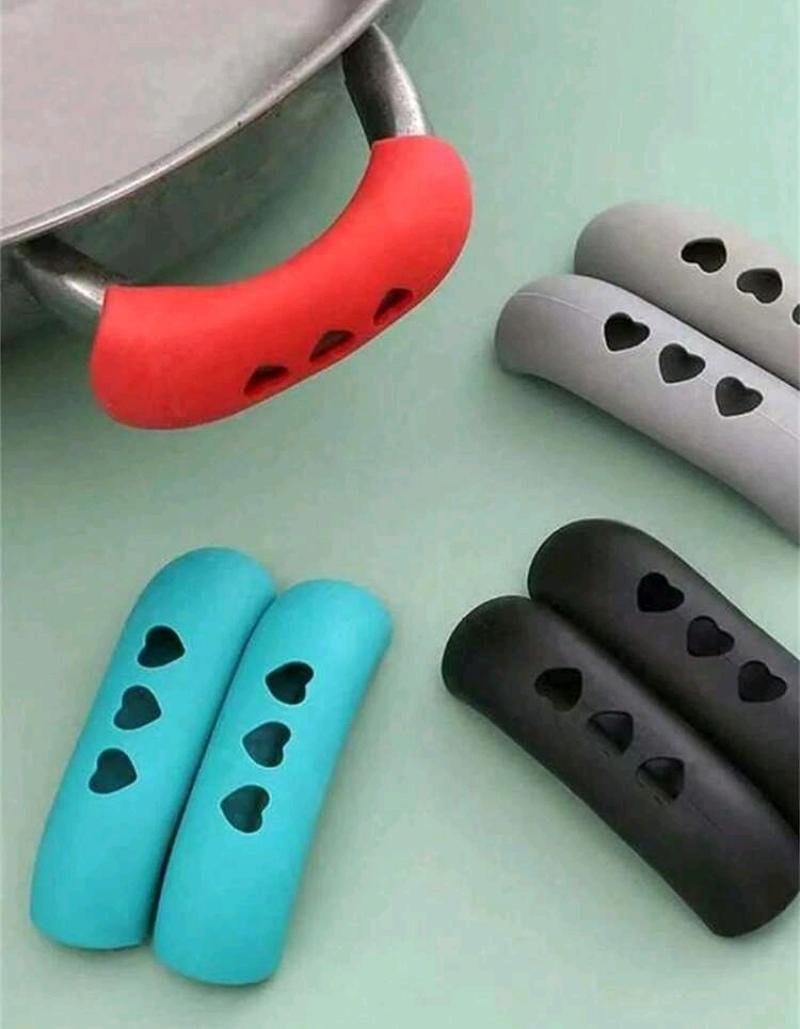 Silicone Pot Handle Sleeves - Heat Resistant Heart Pattern