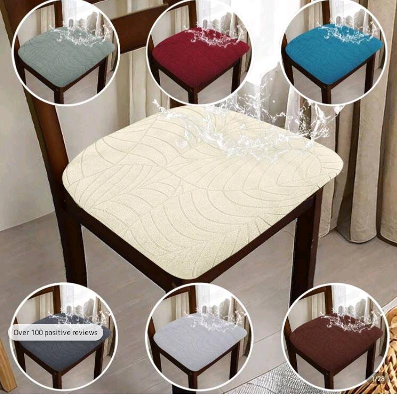 Stretch Dining Chair Seat Cover - Waterproof Jacquard