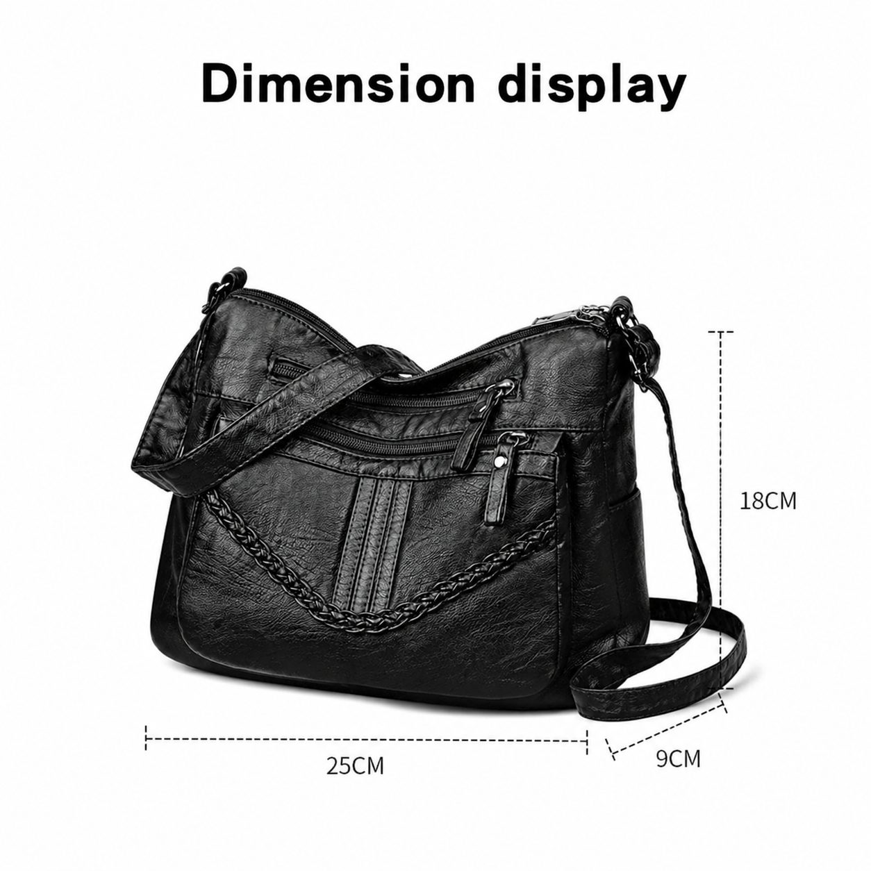 Vintage Women's Crossbody Leather Handbag – Multi Pocket Shoulder Bag