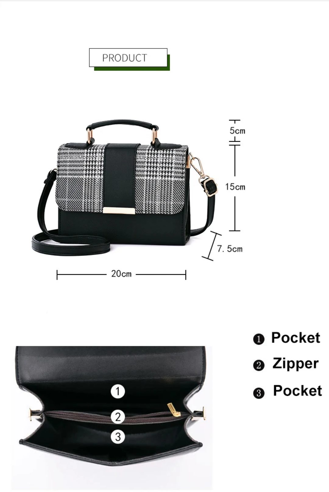 Elegant Plaid Women's Crossbody Handbag – Fashion Shoulder Purse